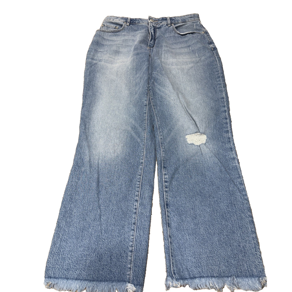 LOFT Curvy Straight Crop Jeans Size 28/6 Distressed Raw Hem